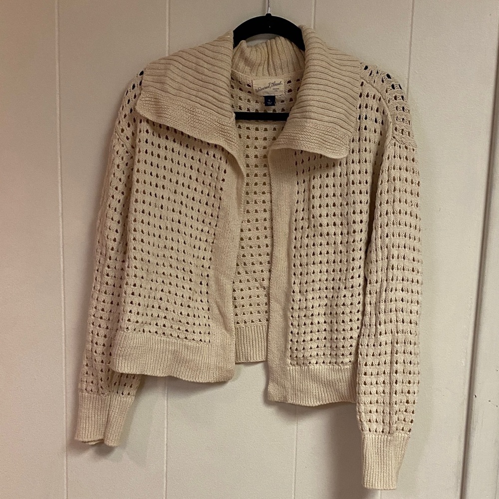 Universal Thread Cream Open-Knit Crochet Sweater
